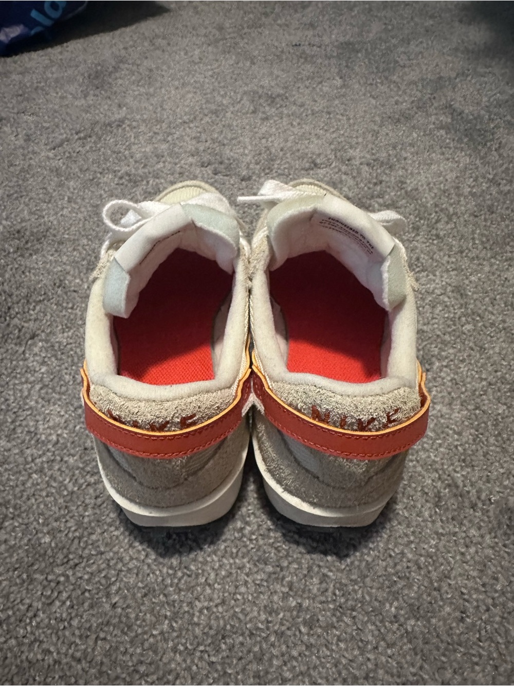 Nike Women’s Sneaker in Cream with Orange Swoosh - Picture 4 of 6